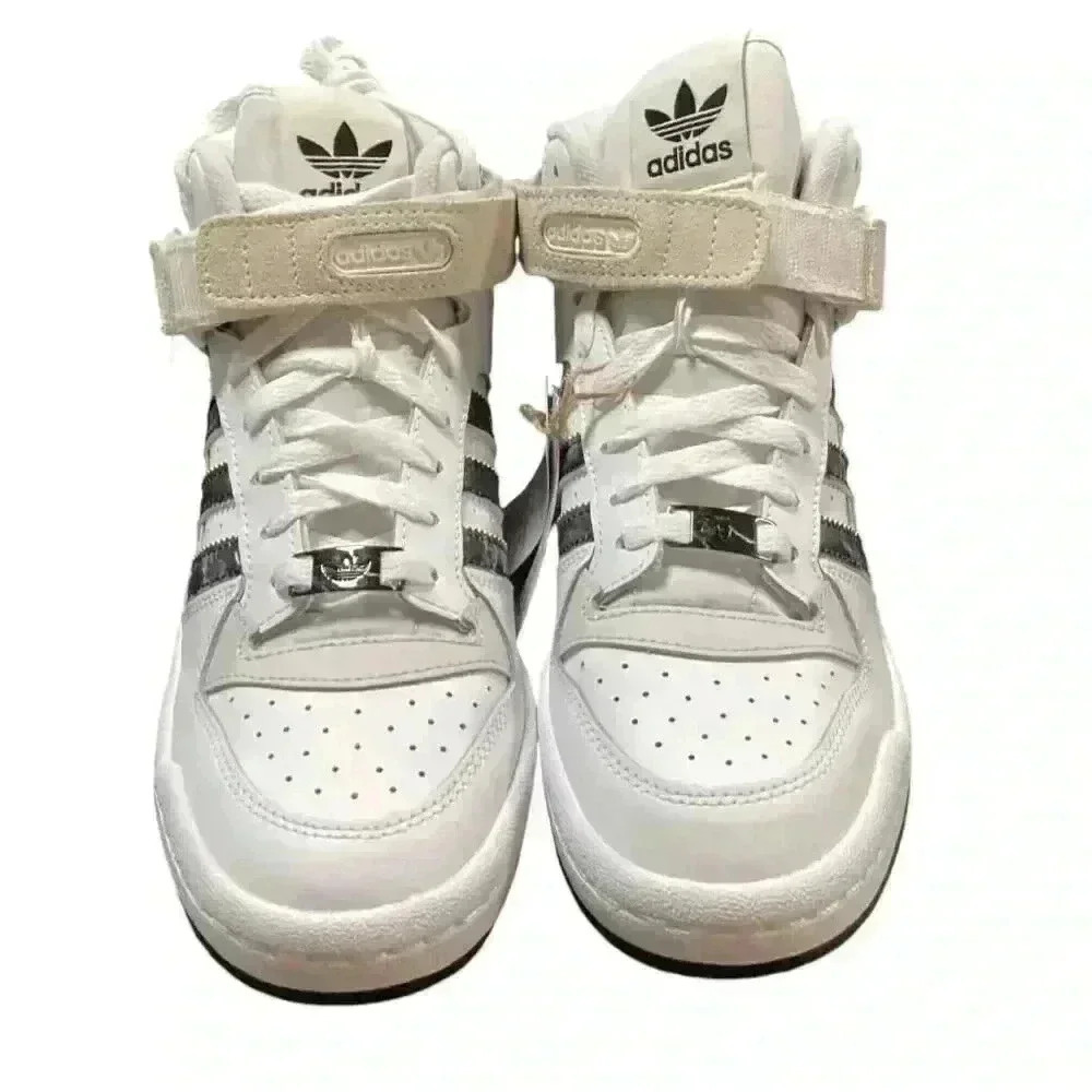 Adidas Basketball Shoe Women 11 White Black Marble Forum Mid Lace Up Sneaker NEW